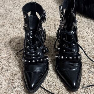 Sam Edelman Black Studded Ankle Boots